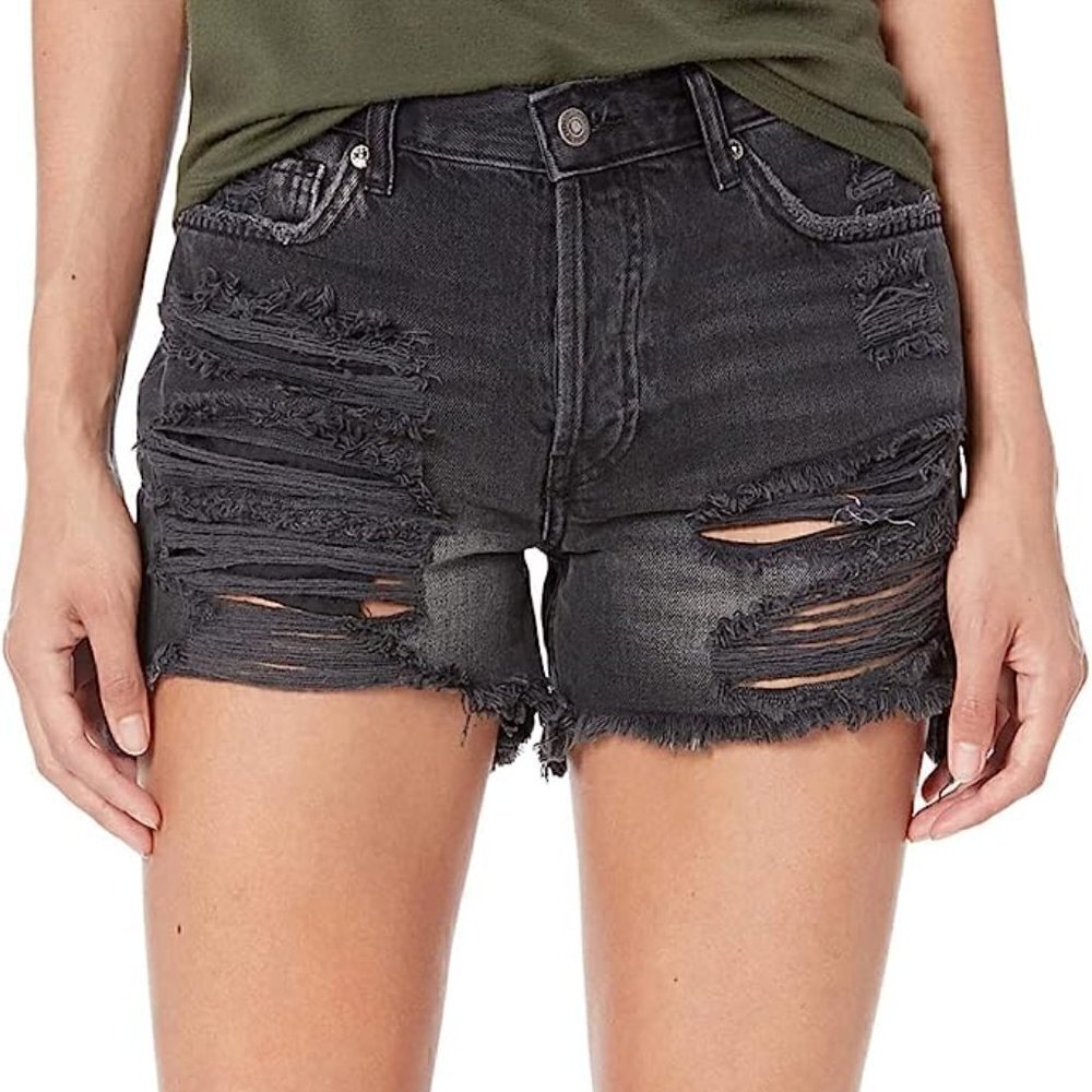 Free People‎ Maggie Mid Rise Shorts Montero Black Size 24 NWOT $68.00